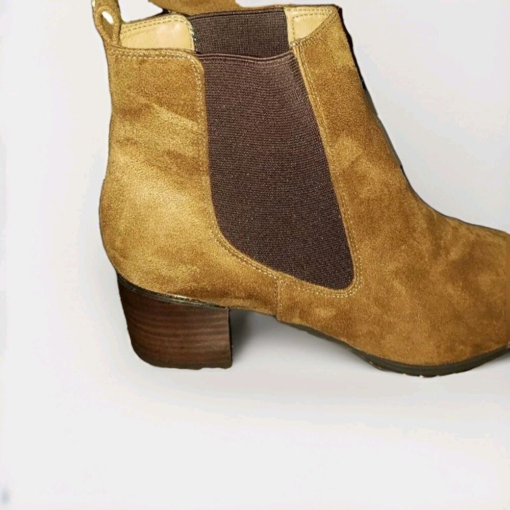Nine West NWT Womens 10W Brown Faux Suede Chelsea Pull On Block Heel Ankle Boots - Picture 7 of 11